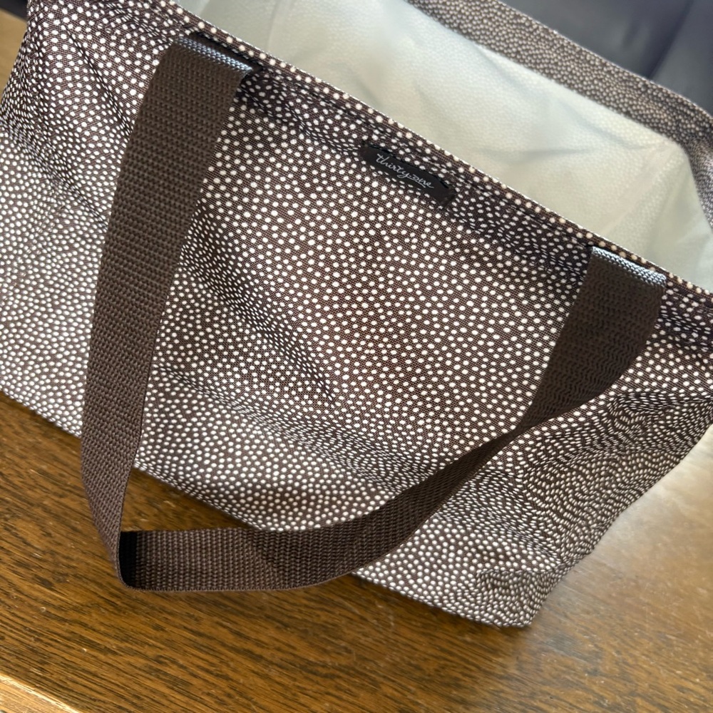 Thirty-One Square Utility Tote Brown White